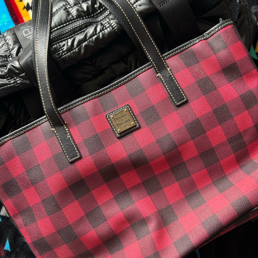Dooney & Bourke Red and Black Plaid Tote